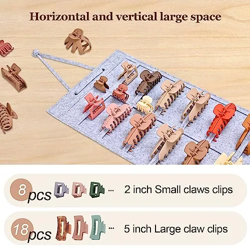 (1 Pack / 2 Pack) Hanging Hair Claw Clips and Accessories Organizer | Lolalet