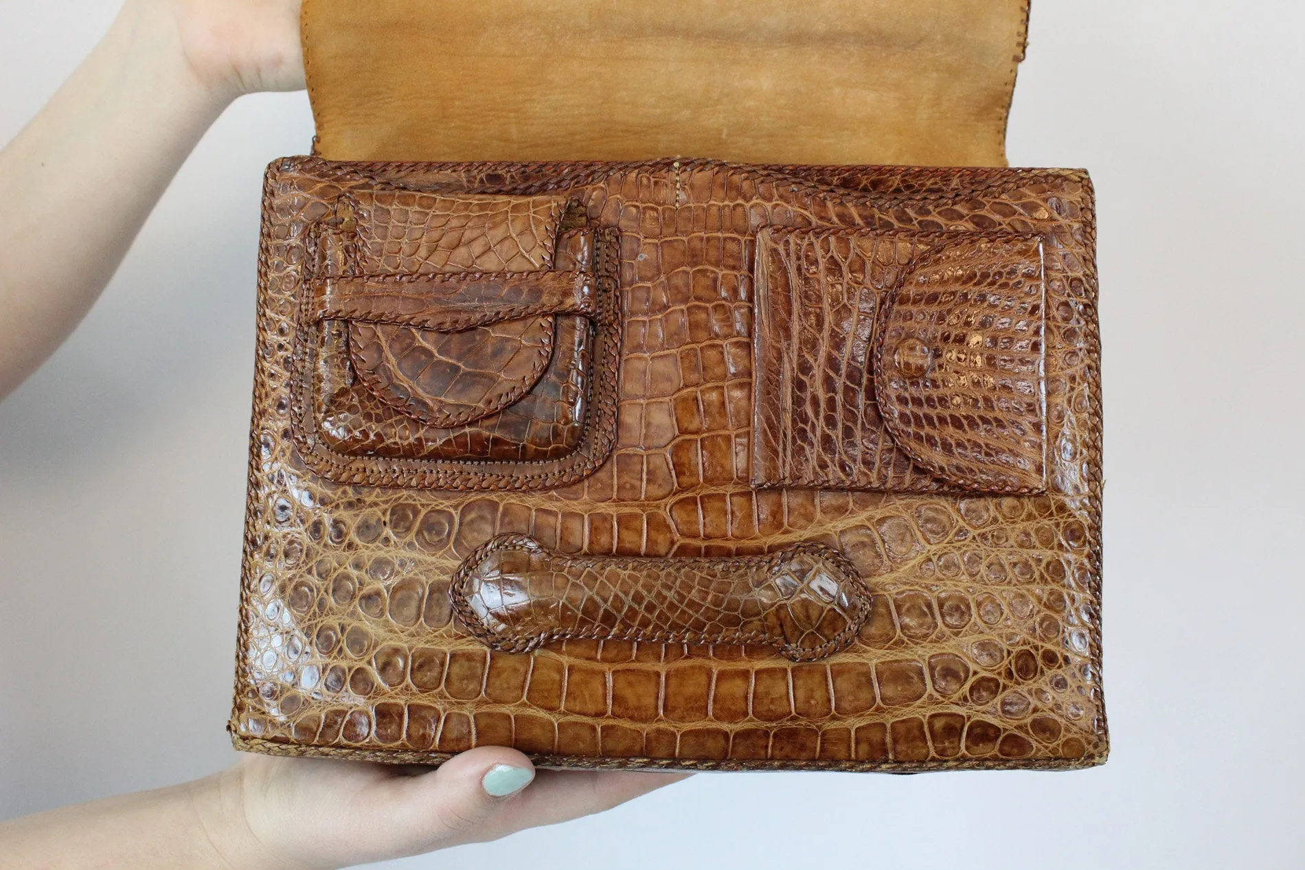 1950s leather handbag snakeskin clutch purse | new fall