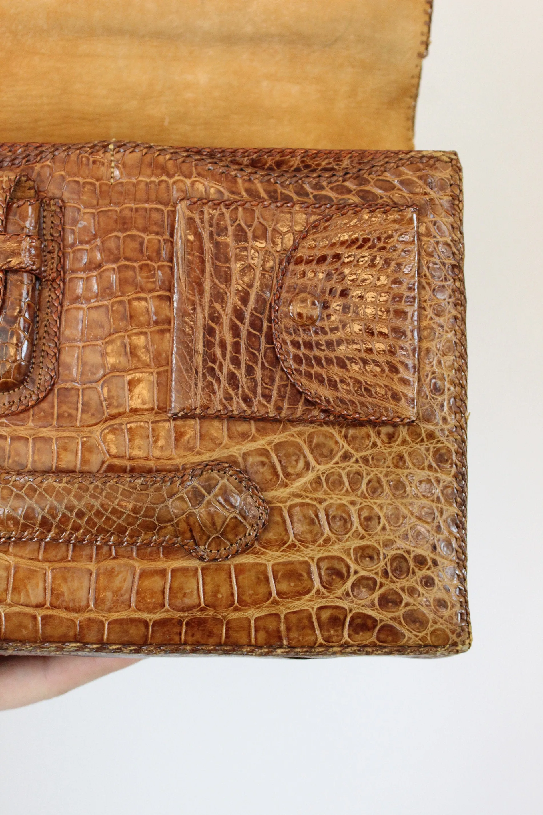 1950s leather handbag snakeskin clutch purse | new fall