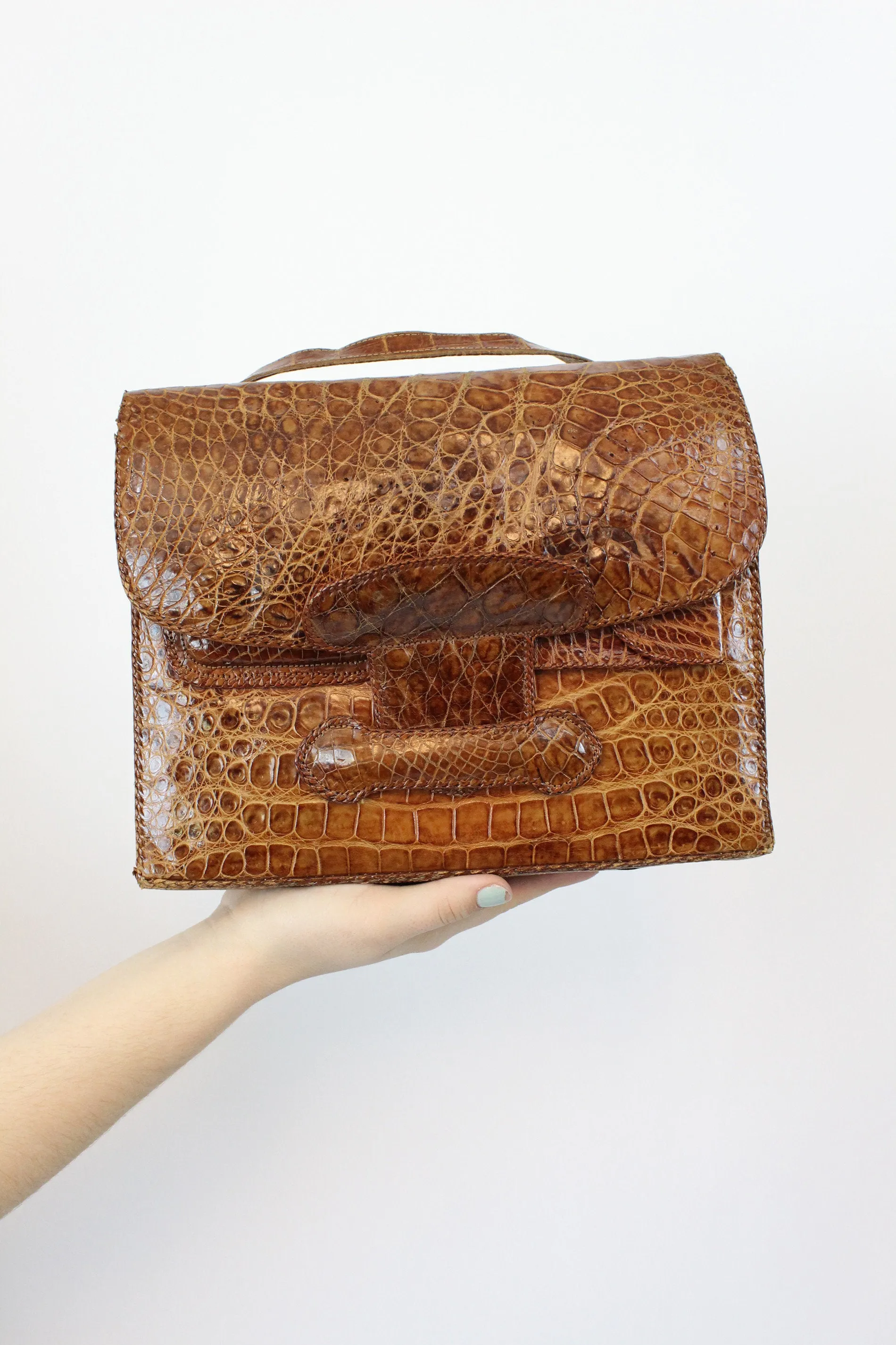 1950s leather handbag snakeskin clutch purse | new fall