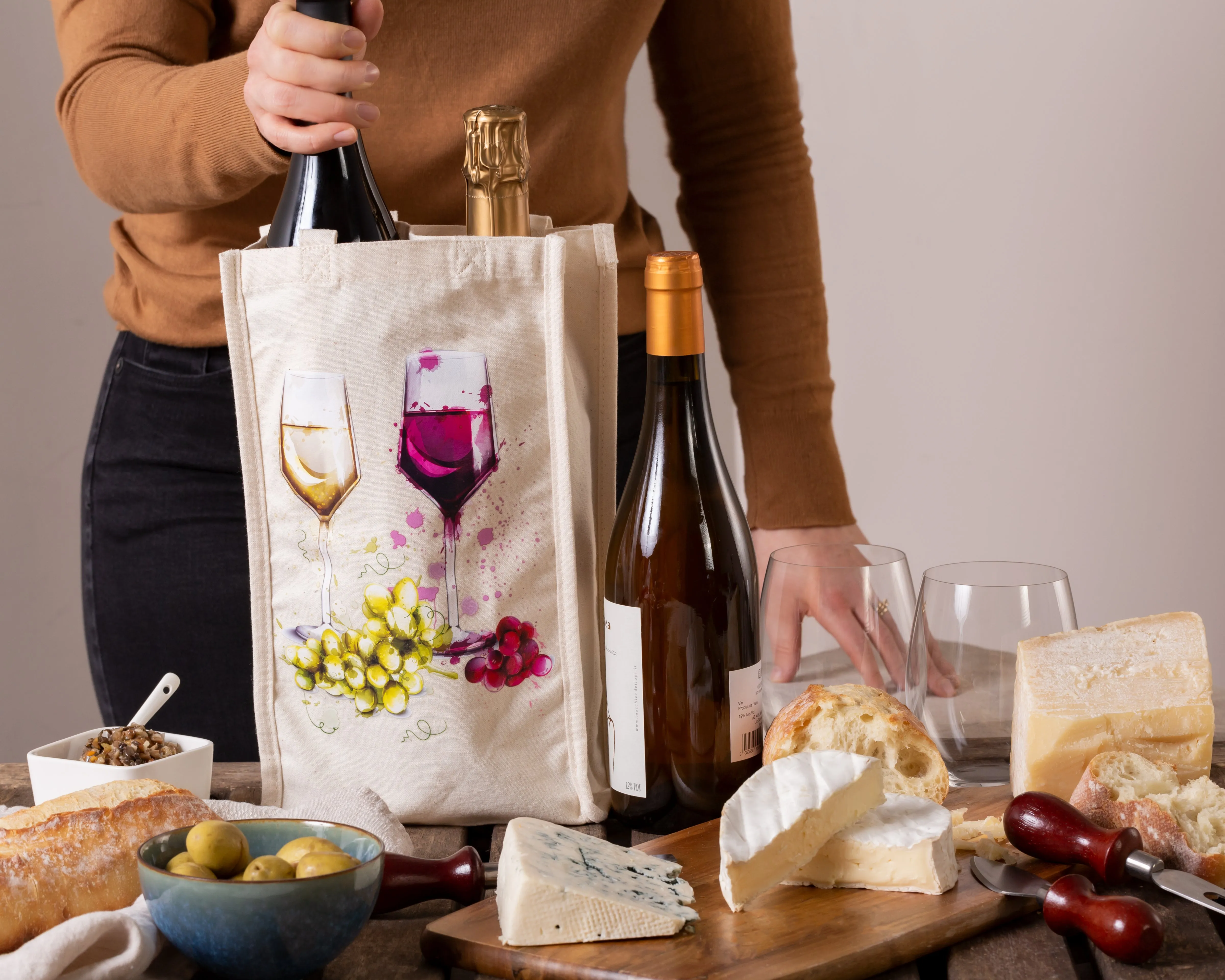 2-BOTTLE CANVAS WINE BAGS | SET OF 3