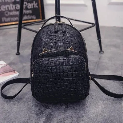 2016 Spring & Summer Trend Women's Cat Backpacks Girls' Fashion Bag Travel PU leather Bags Students' Backpacks