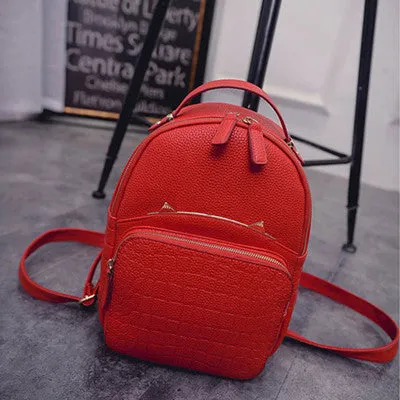 2016 Spring & Summer Trend Women's Cat Backpacks Girls' Fashion Bag Travel PU leather Bags Students' Backpacks