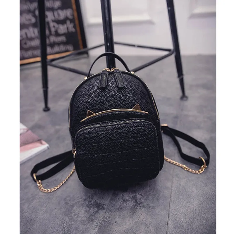 2016 Spring & Summer Trend Women's Cat Backpacks Girls' Fashion Bag Travel PU leather Bags Students' Backpacks