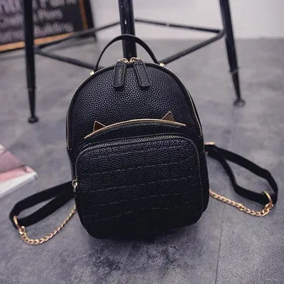 2016 Spring & Summer Trend Women's Cat Backpacks Girls' Fashion Bag Travel PU leather Bags Students' Backpacks