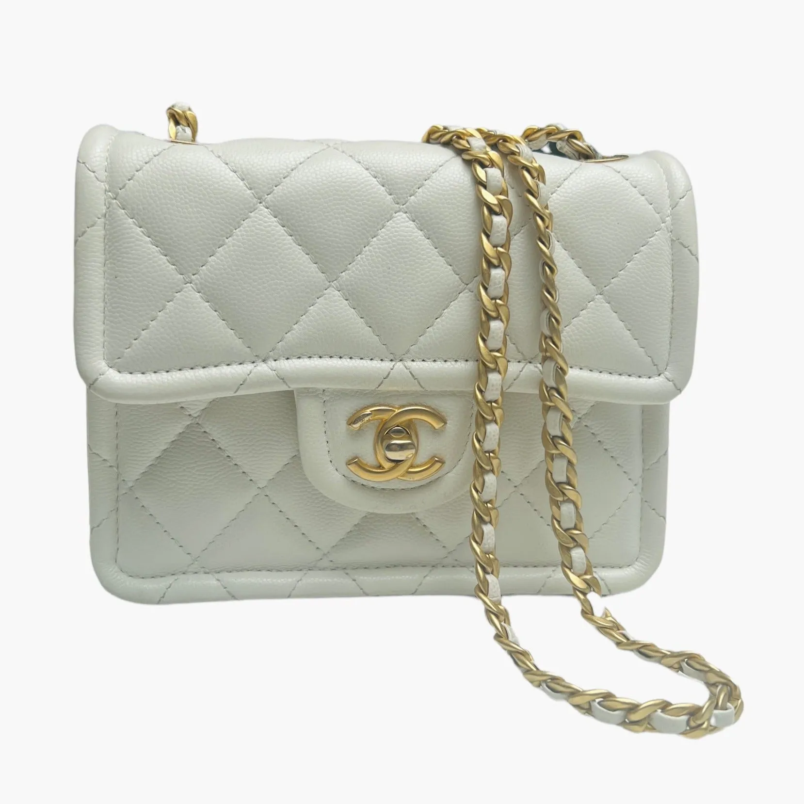 2021 Mini Square White Flap Bag