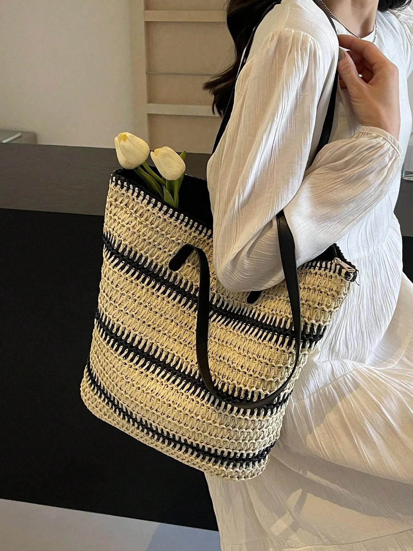 2024 New Arrival: Chic and Versatile Women's Straw Tote Bag - Perfect for Beach Getaways, Shopping Trips, and Everyday Commutes