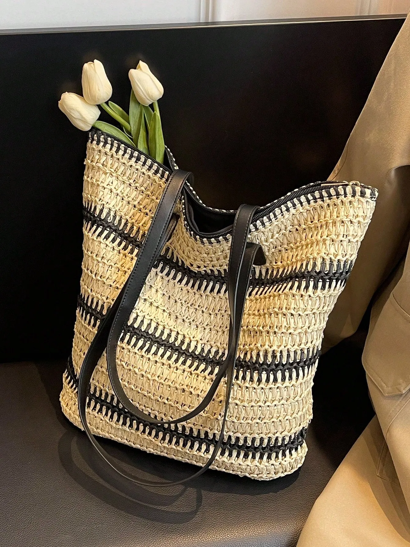 2024 New Arrival: Chic and Versatile Women's Straw Tote Bag - Perfect for Beach Getaways, Shopping Trips, and Everyday Commutes