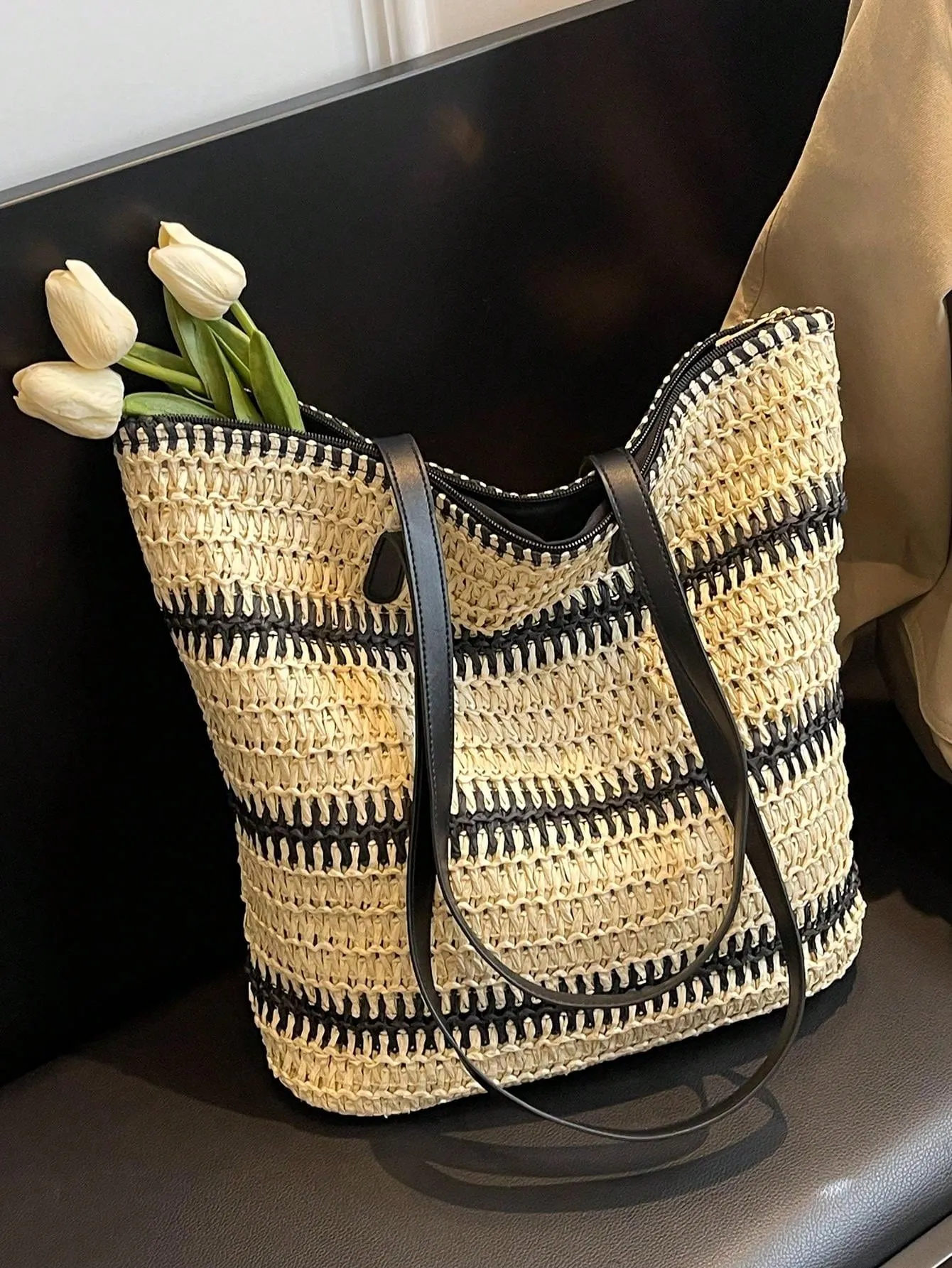 2024 New Arrival: Chic and Versatile Women's Straw Tote Bag - Perfect for Beach Getaways, Shopping Trips, and Everyday Commutes