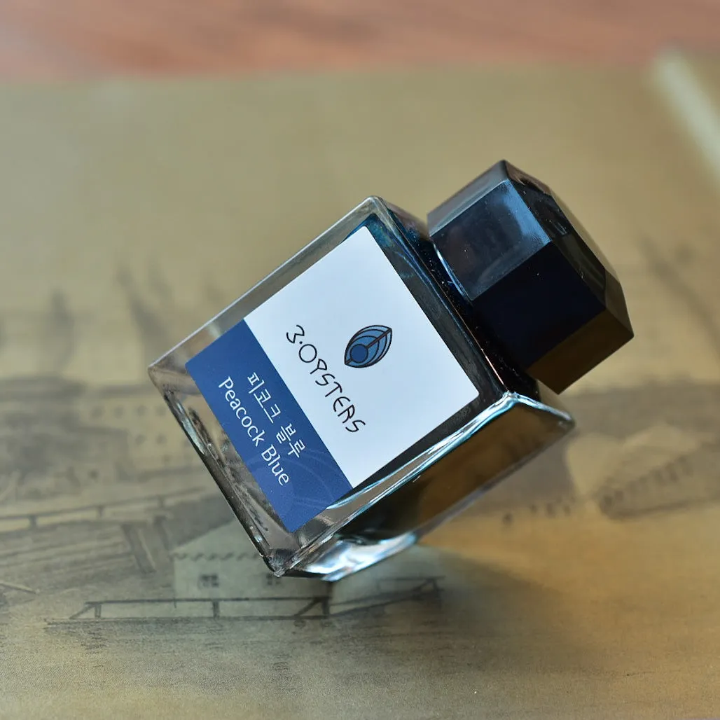 3 Oysters Peacock Blue Ink Bottle