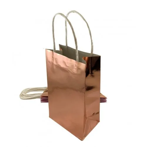 5pk Metallic Rose Gold Paper Party Gift Bags