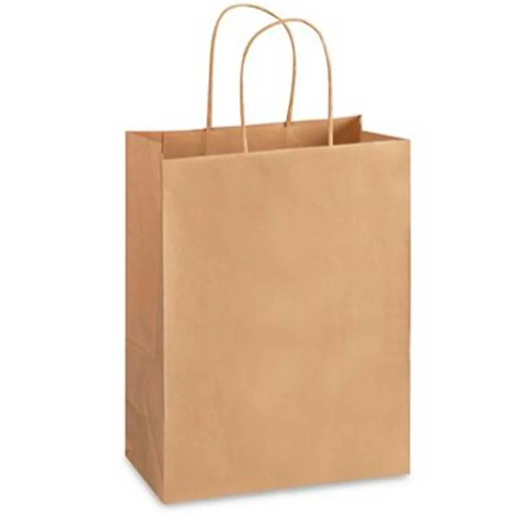 6'' x 8 3/8'' x 3 1/4'' Recycled Kraft Shopping Bags 250/case