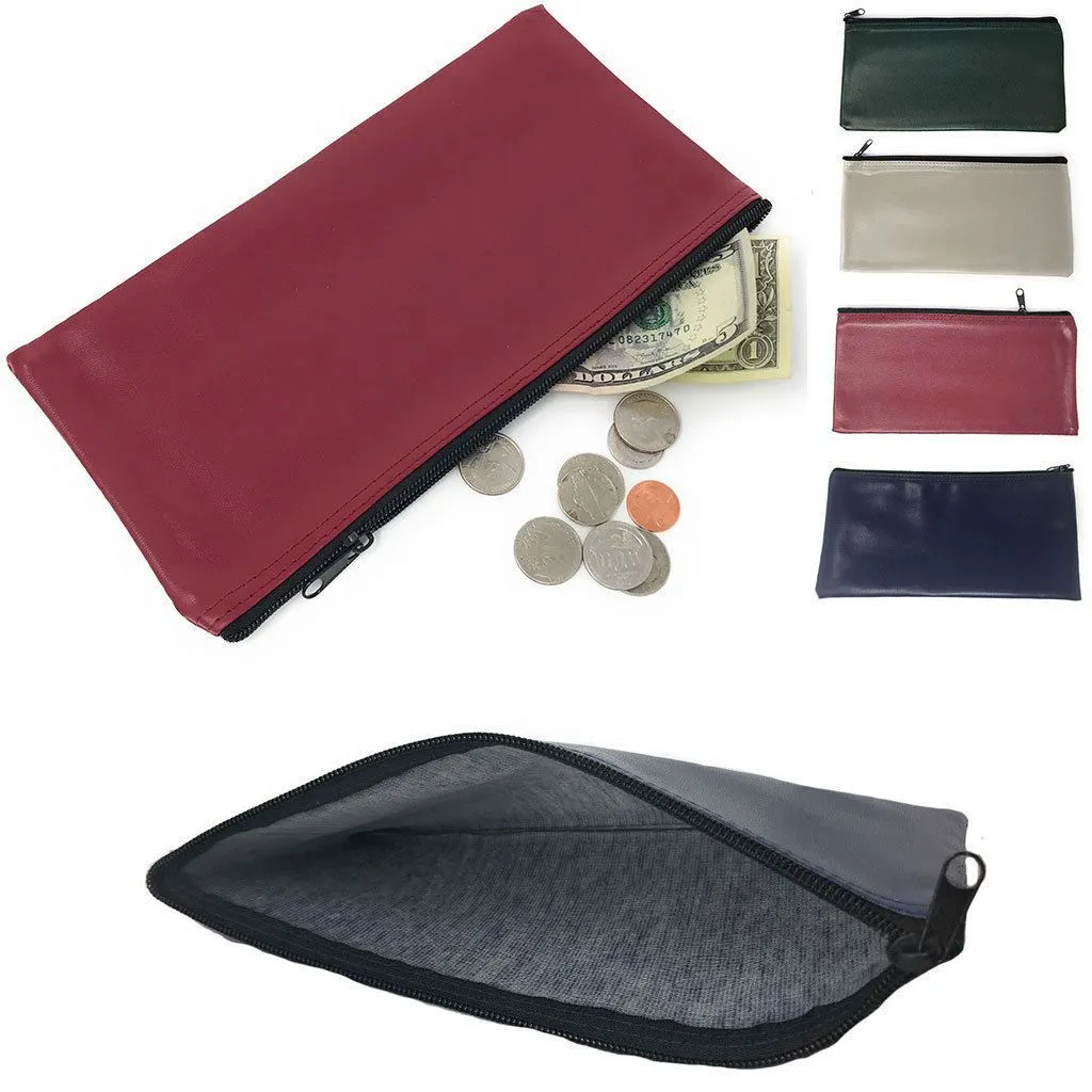 6 Zippered Bank Deposit Bag Carry Pouch Safe Money Organizer Lot Of Six Bags