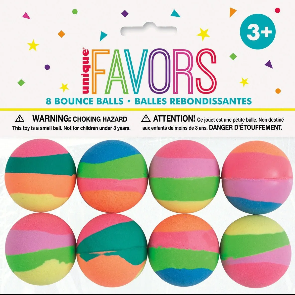 8pk Pastel Stripe Bounce Balls