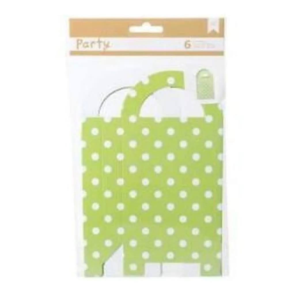 American Crafts - Diy Party Gift Bag Treat Boxes 3.25In.X6.5In.X1.5In. 6 Pack  Green & White*