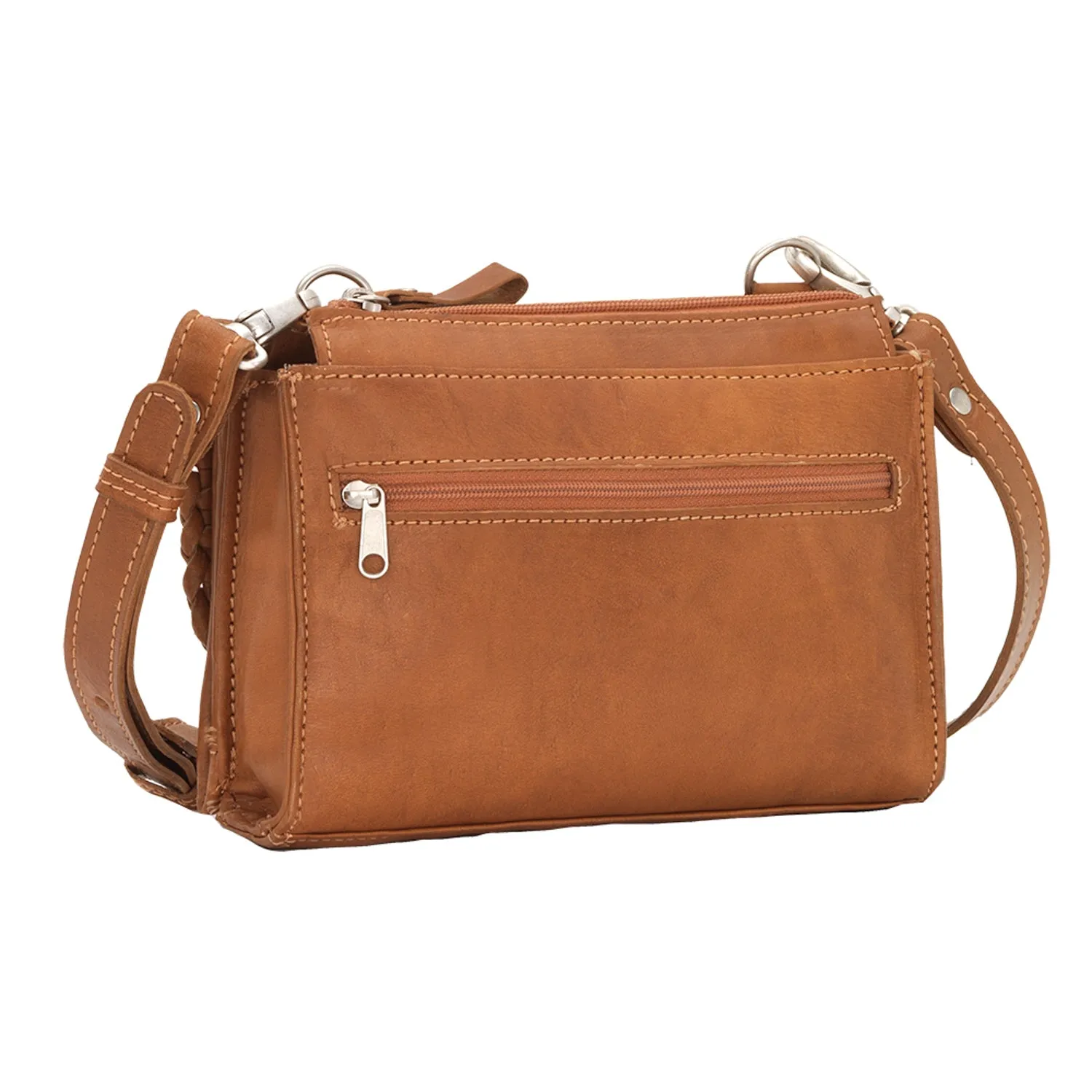 American West Hitchin Post Natural Tan Leather Texas Two Step Crossbody Bag