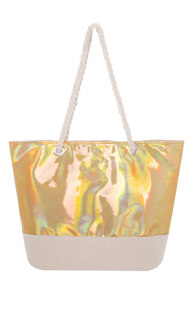 AO760 Metallic PVC Shopper Tote Bag