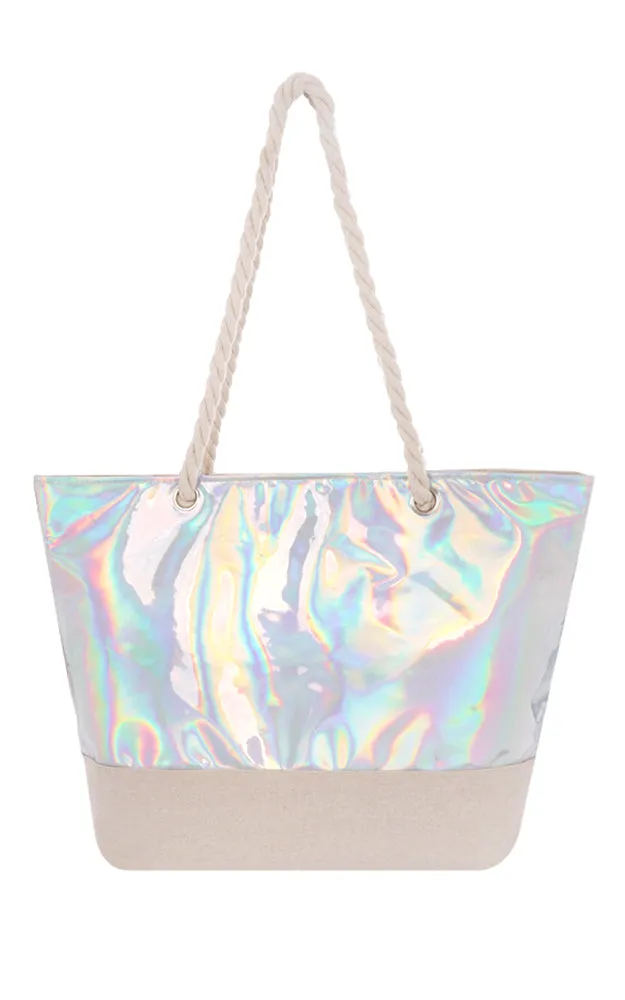 AO760 Metallic PVC Shopper Tote Bag