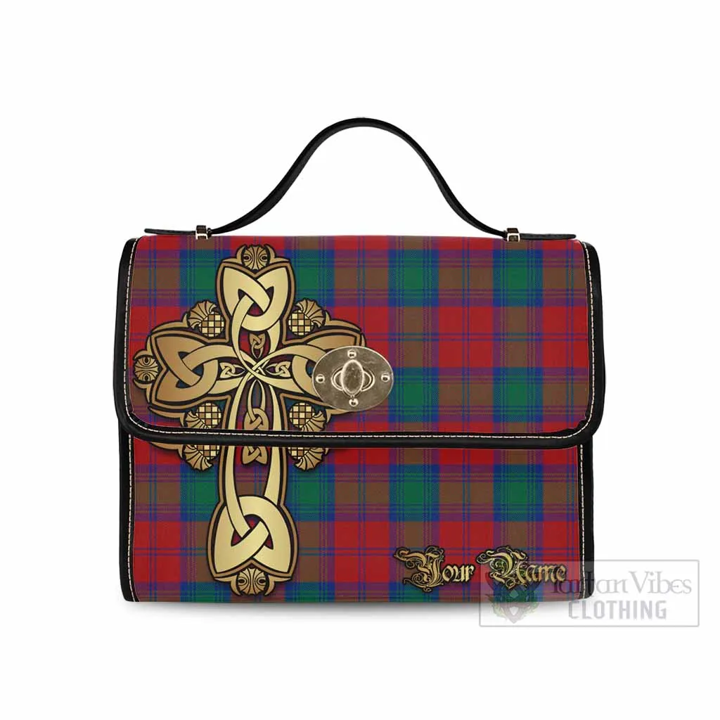 Auchinleck (Affleck) Tartan Waterproof Canvas Bag Golden Thistle Celtic Cross Style