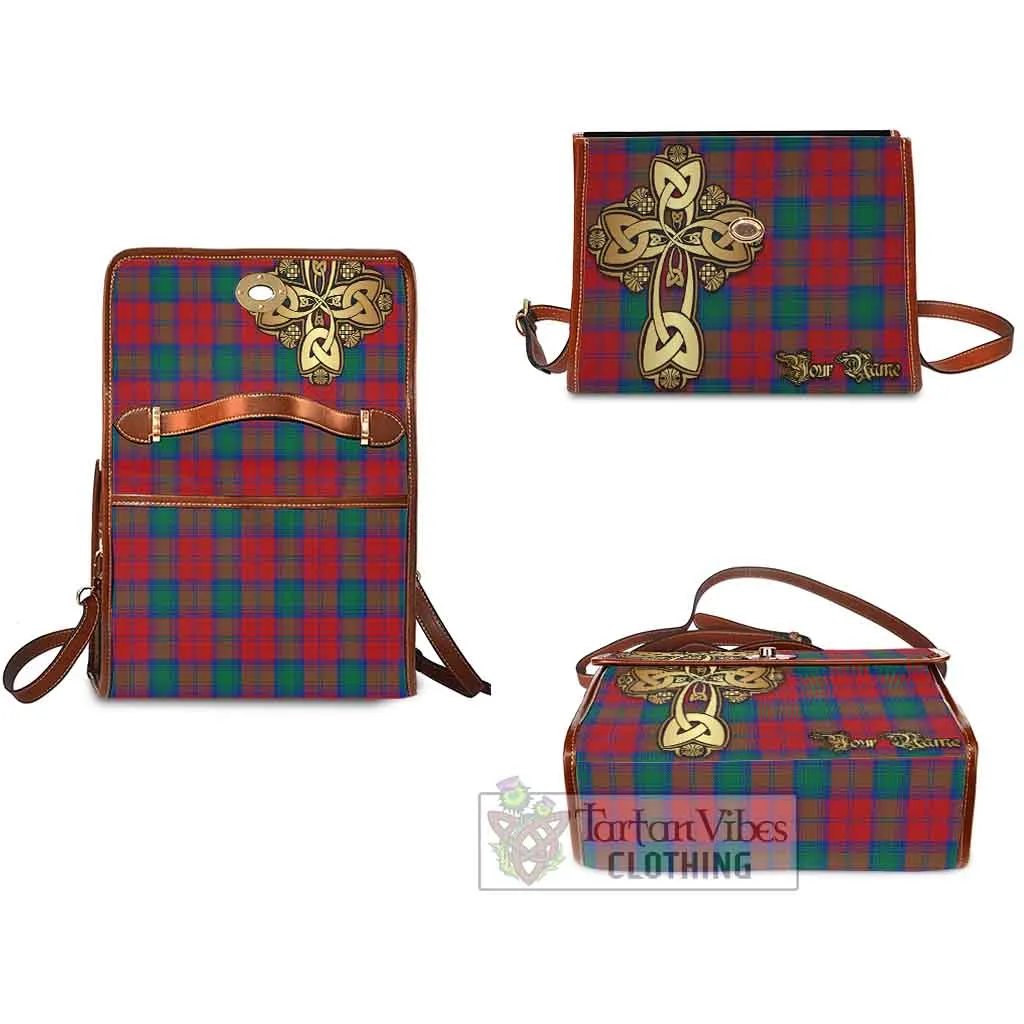 Auchinleck (Affleck) Tartan Waterproof Canvas Bag Golden Thistle Celtic Cross Style