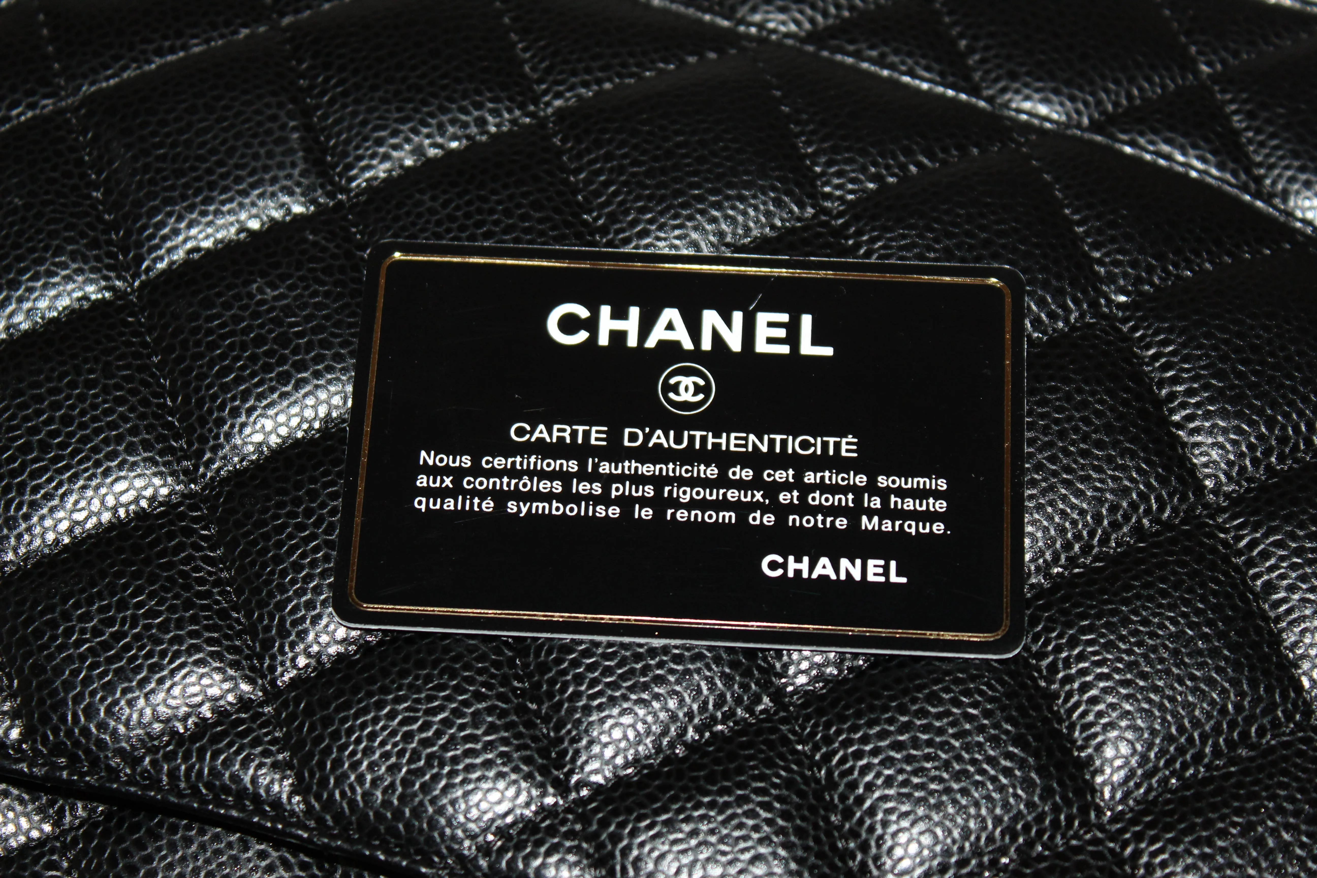 Authentic Chanel Black Quilted Caviar Leather Maxi Double Flap Bag