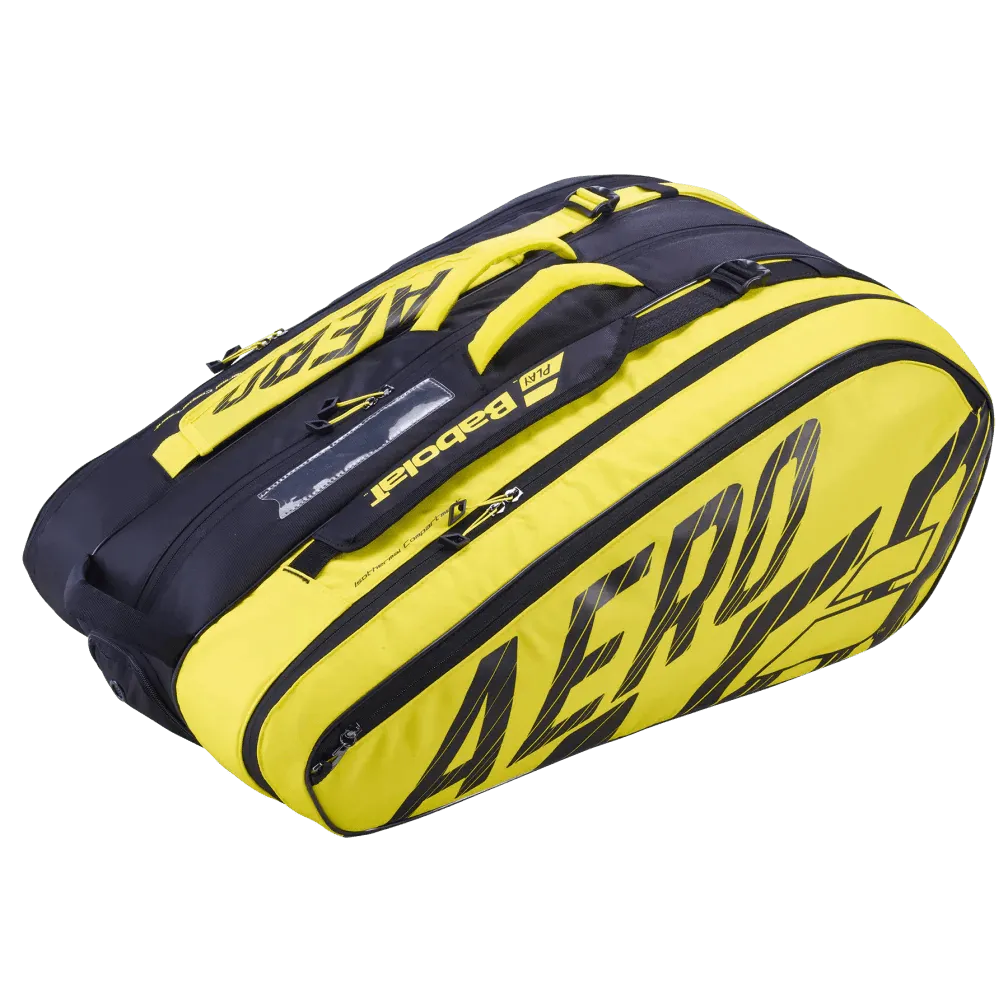 BABOLAT PURE AERO 12 PACK RACQUET BAG (BLACK/YELLOW)