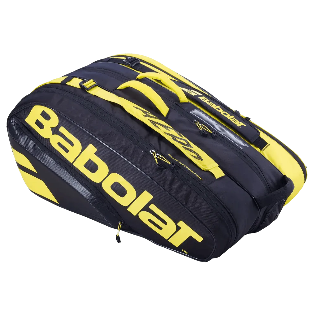 BABOLAT PURE AERO 12 PACK RACQUET BAG (BLACK/YELLOW)