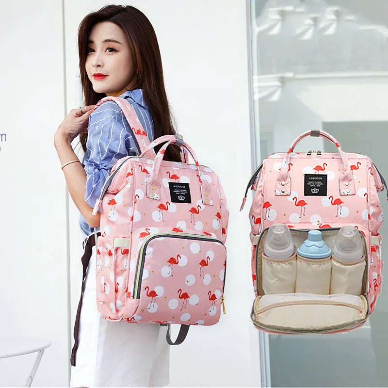 Baby Bag Flamingo Print Backpack Mother