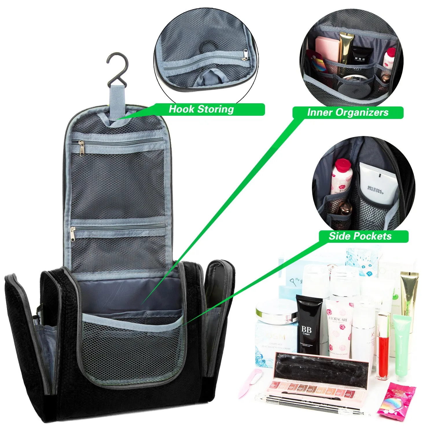 Bago Hanging Toiletry Bag For Women & Men - Travel Bags for Toiletries