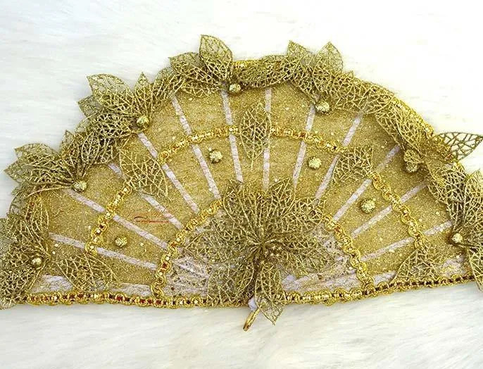 Beautiful Detailed Gold Glitter Hand fan wedding African Traditional engagement