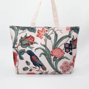 Bird on the Vine Multi Pocket Canvas Tote Bag