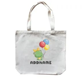 Birthday Frog Frog Girl Holding Balloons Addname Canvas Bag