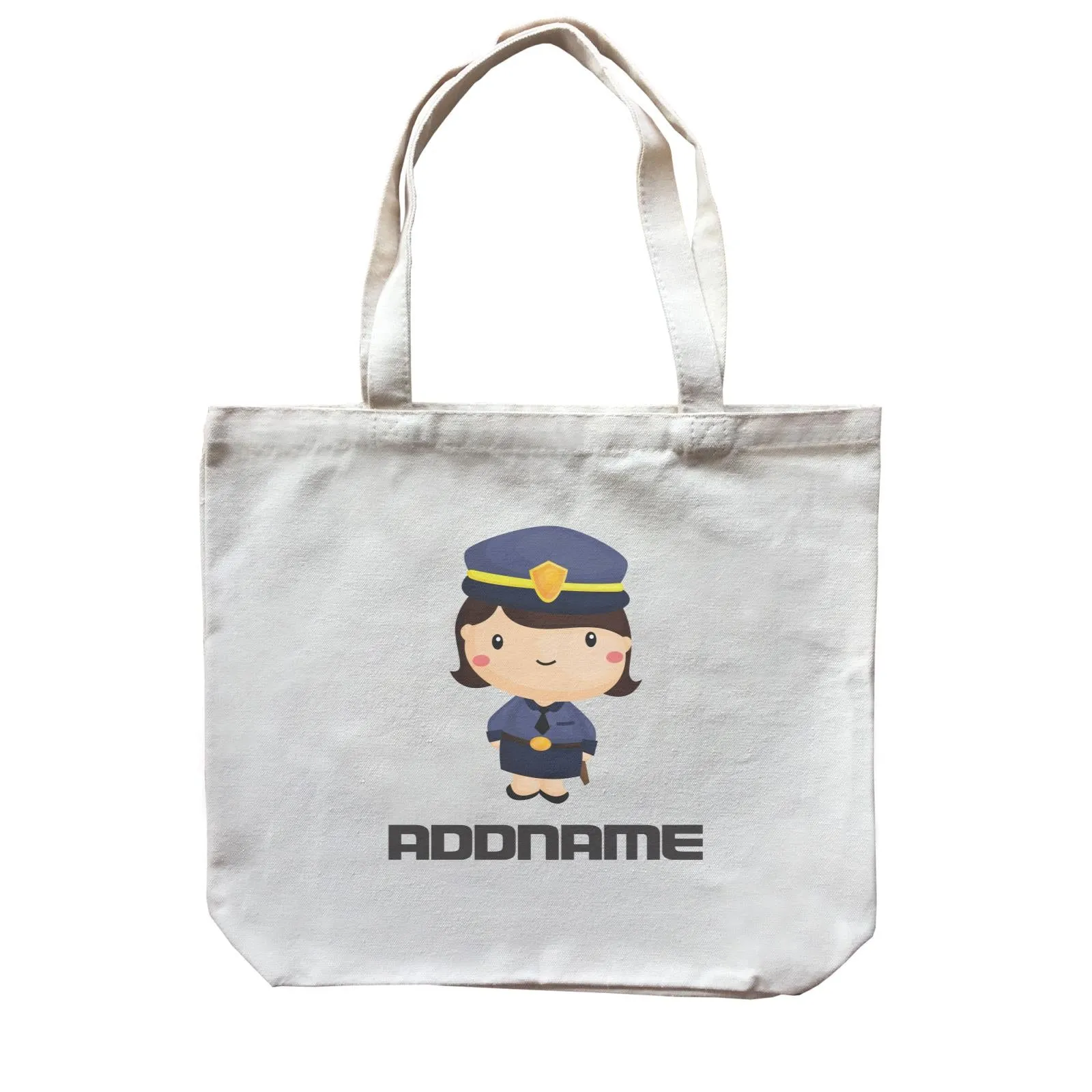 Birthday Police Officer Short Hair Girl  In Suit Addname Canvas Bag