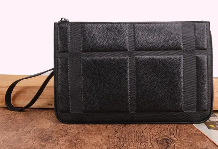 Black Mens Leather Slim Zipper Clutch Wristlet Purse Bag Clutch Bag For Men