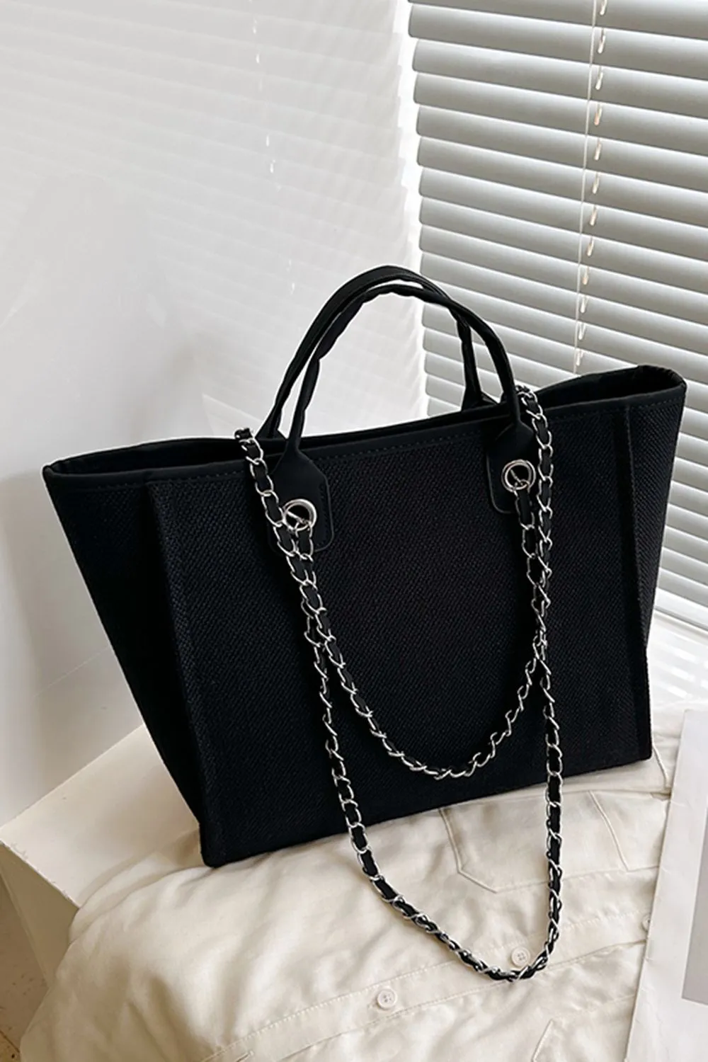 Black Polyester Tote Bag