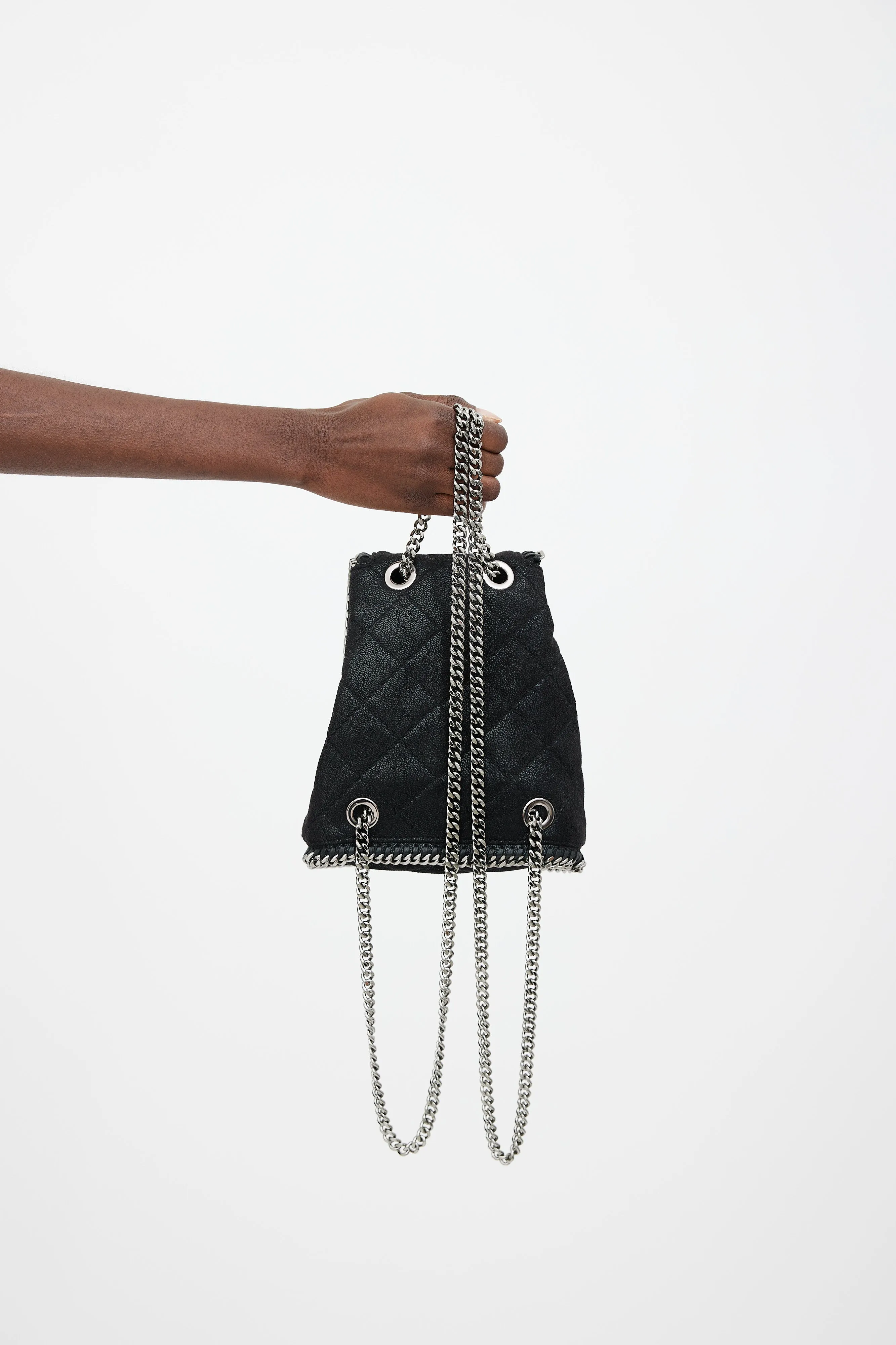 Black Quilted Mini Falabella Backpack