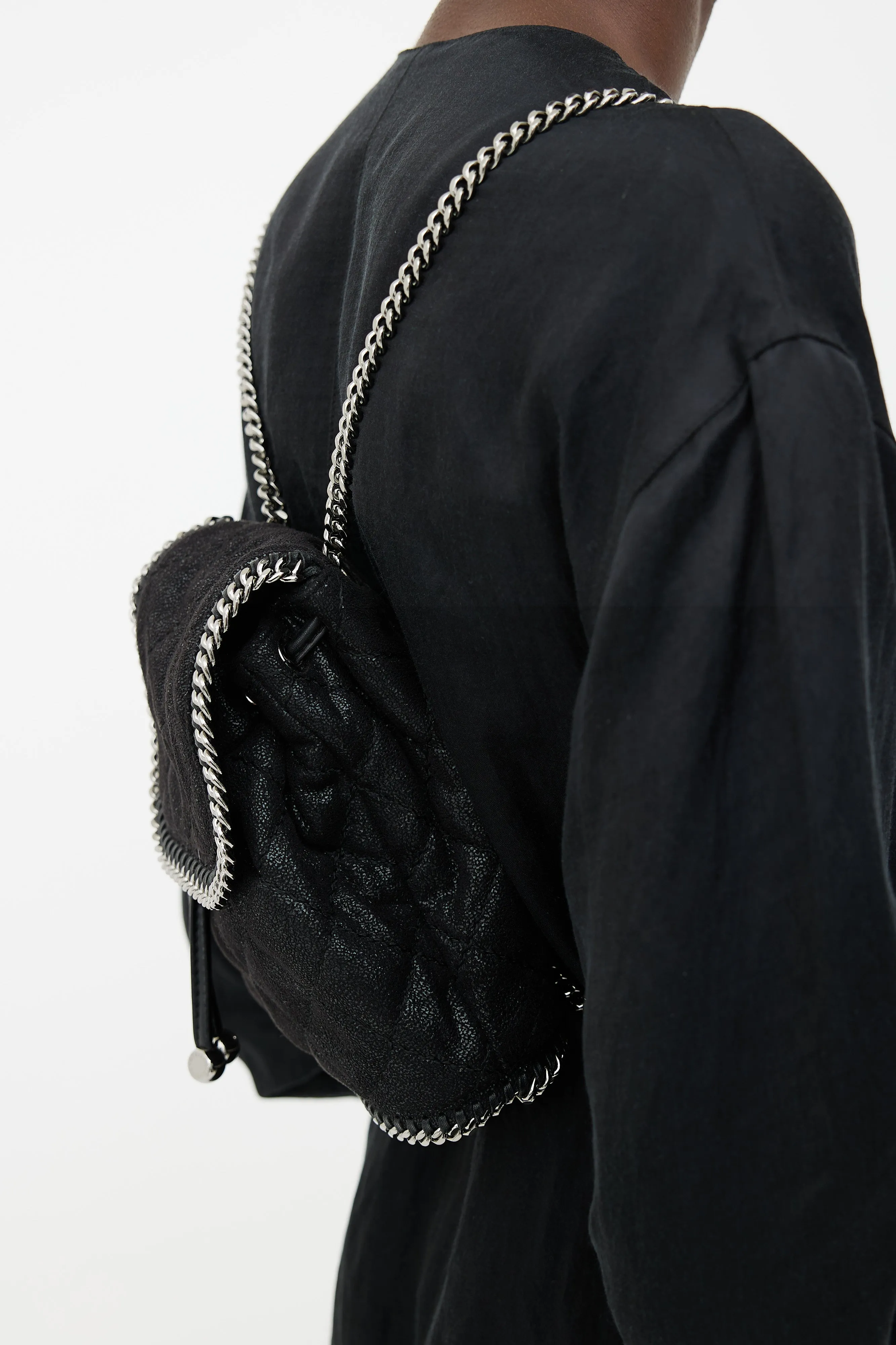 Black Quilted Mini Falabella Backpack