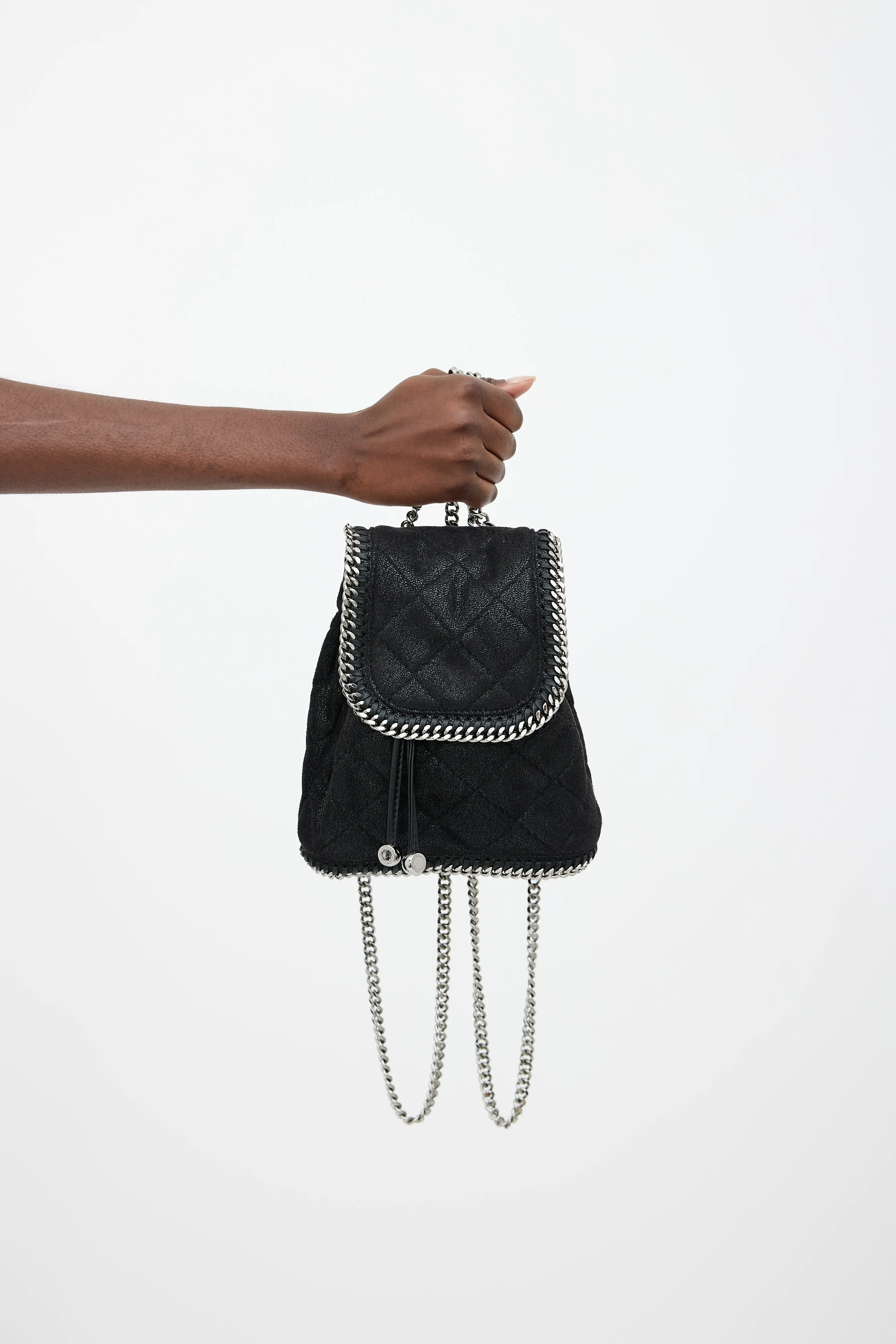 Black Quilted Mini Falabella Backpack