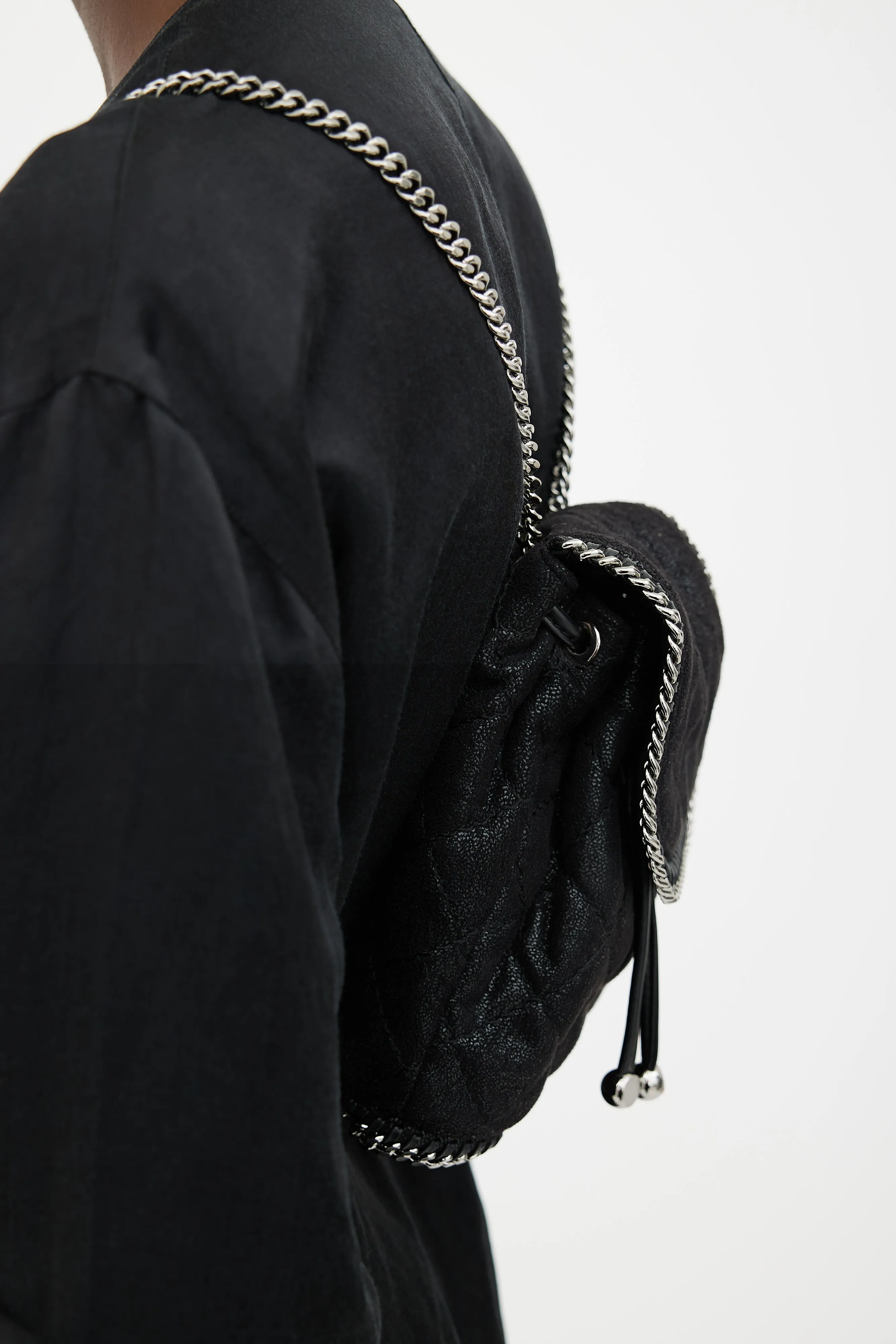 Black Quilted Mini Falabella Backpack