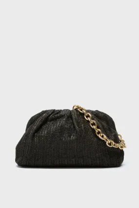 Black Raffia Slouchy Clutch