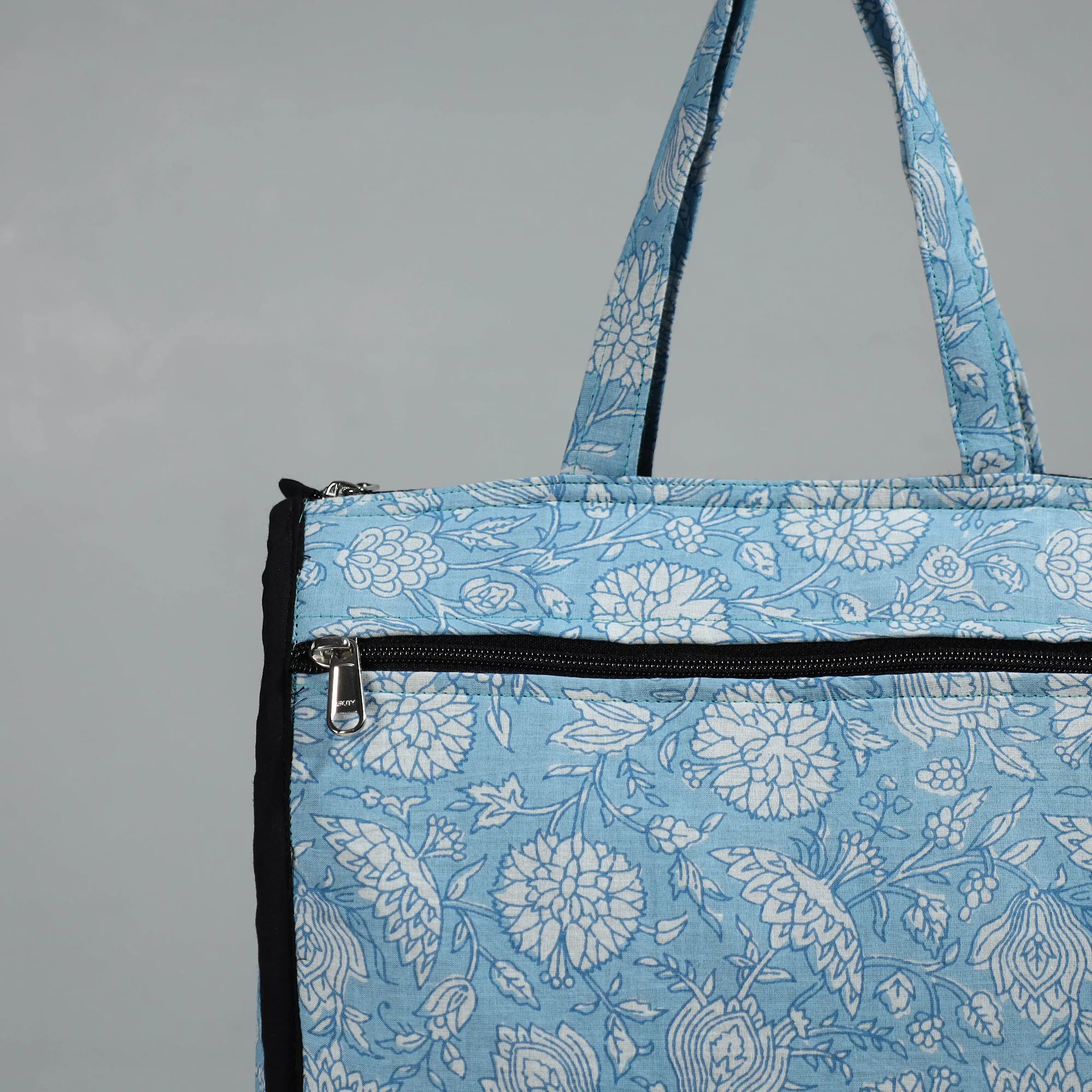 Blue - Handcrafted Cotton Shopping Bag 17