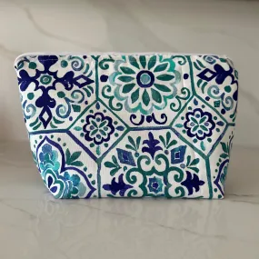 Blue Mediterranean Tile Large Zipper Bag