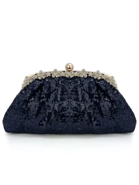 Blue Vintage Sequined Clutch Bag