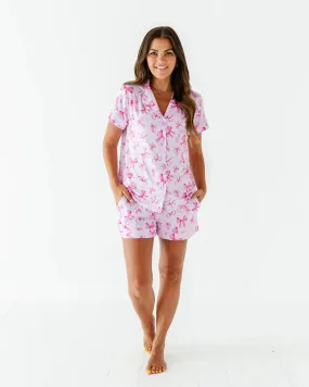 Blushing Bows Women's Collar Shirt & Shorts Set