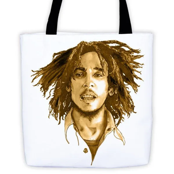 Bob Marley The Legend Brown Ink Tote Bag