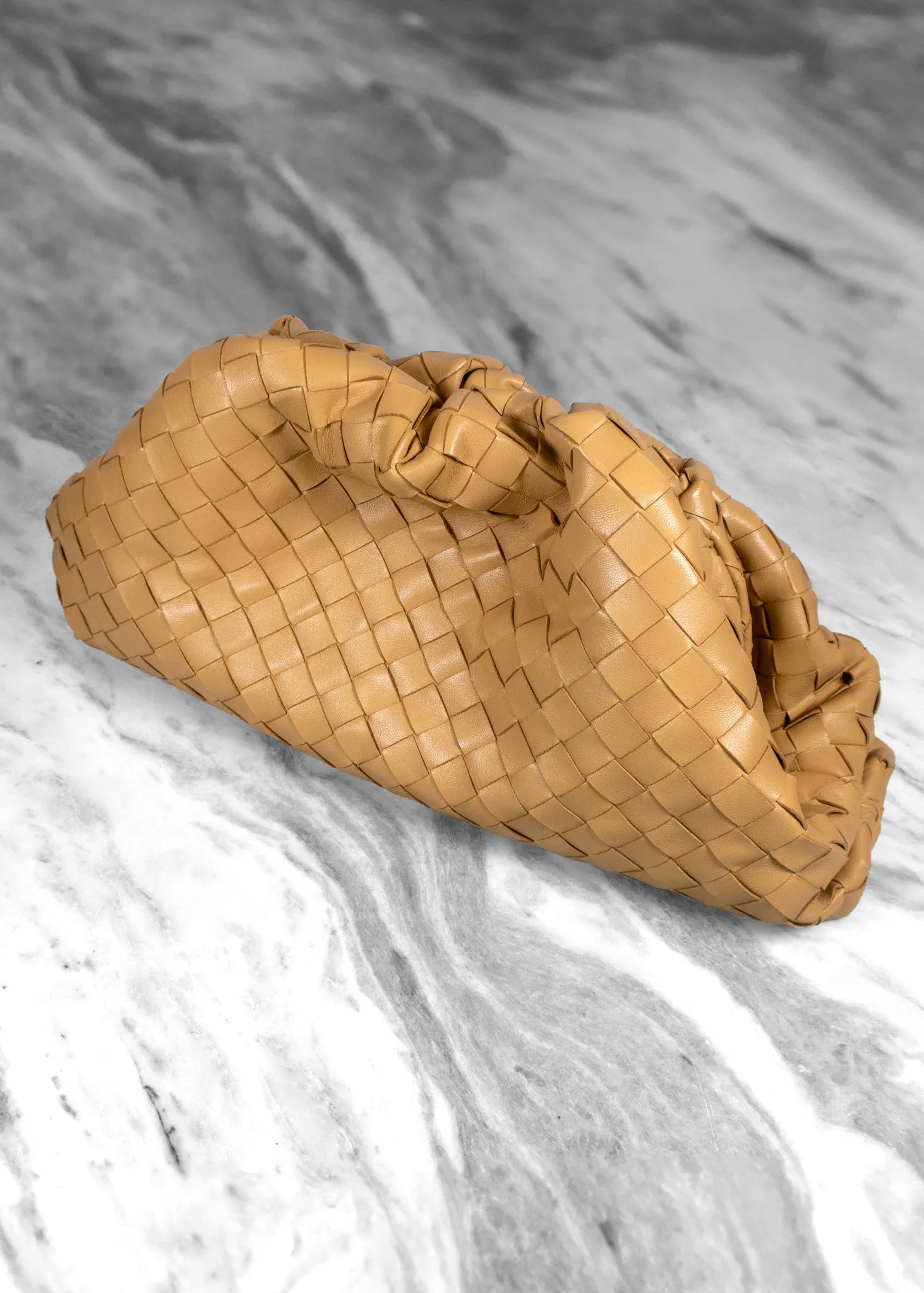 Bottega Veneta Caramel Intrecciato Leather The Pouch Clutch Bag