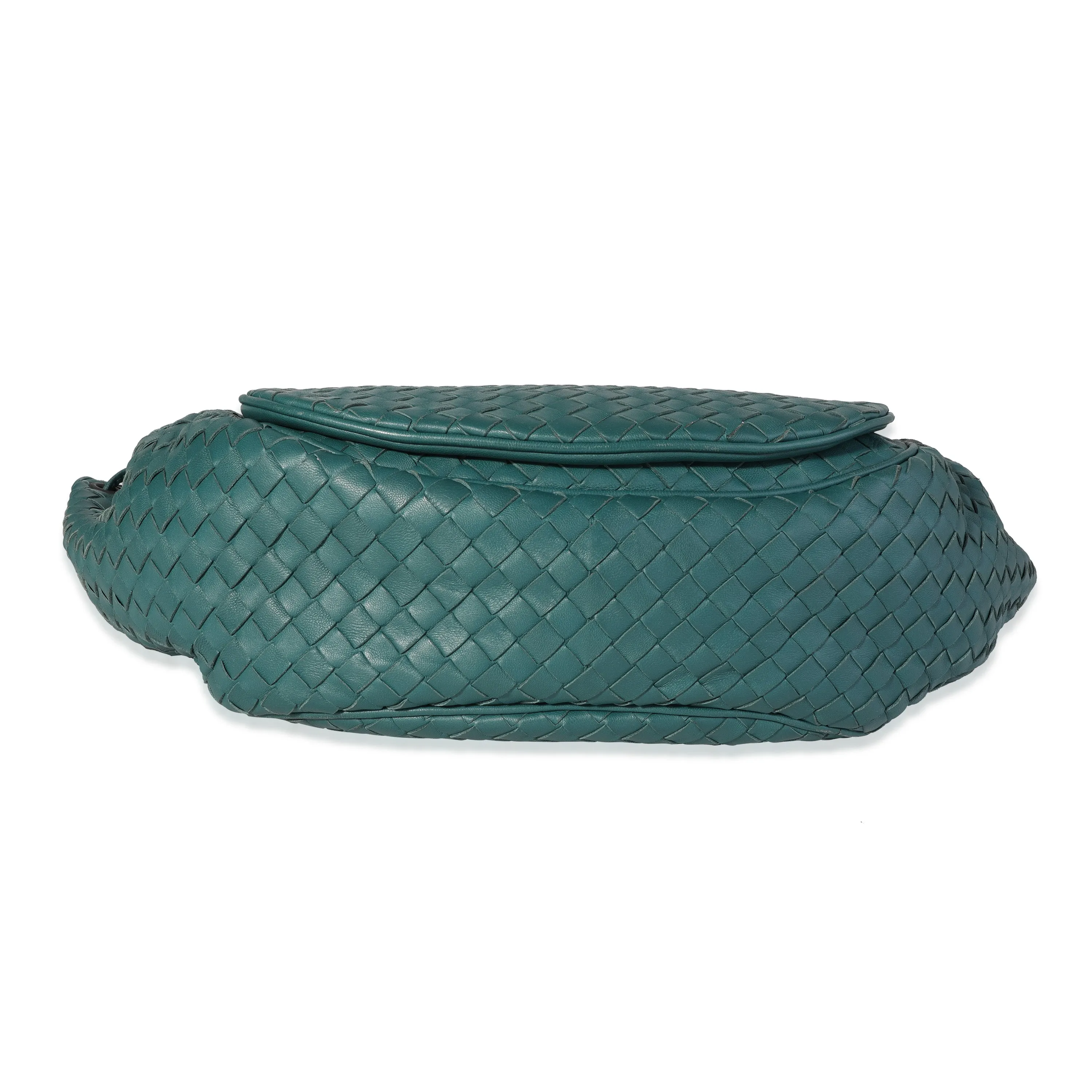 Bottega Veneta Deep Teal Intrecciato Drawstring Flap Messenger Bag