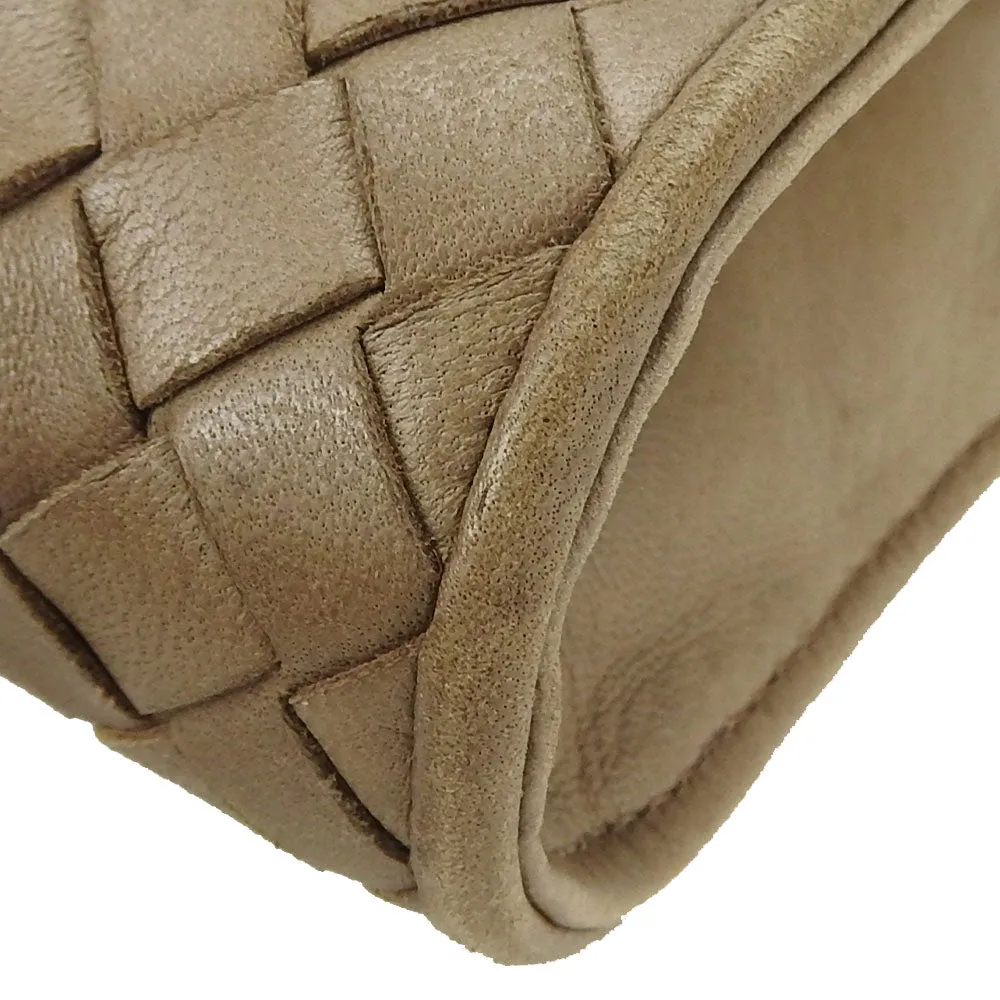 Bottega Veneta Leather Clutch Bag Beige