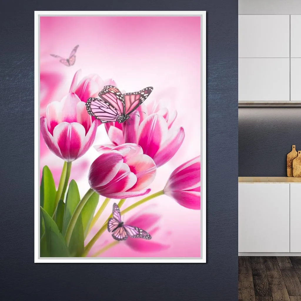 Bouquet of Pink Tulips & Butterflies