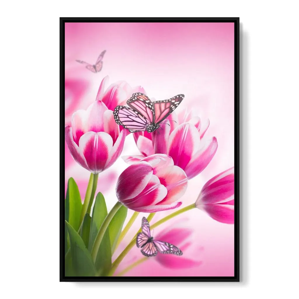 Bouquet of Pink Tulips & Butterflies